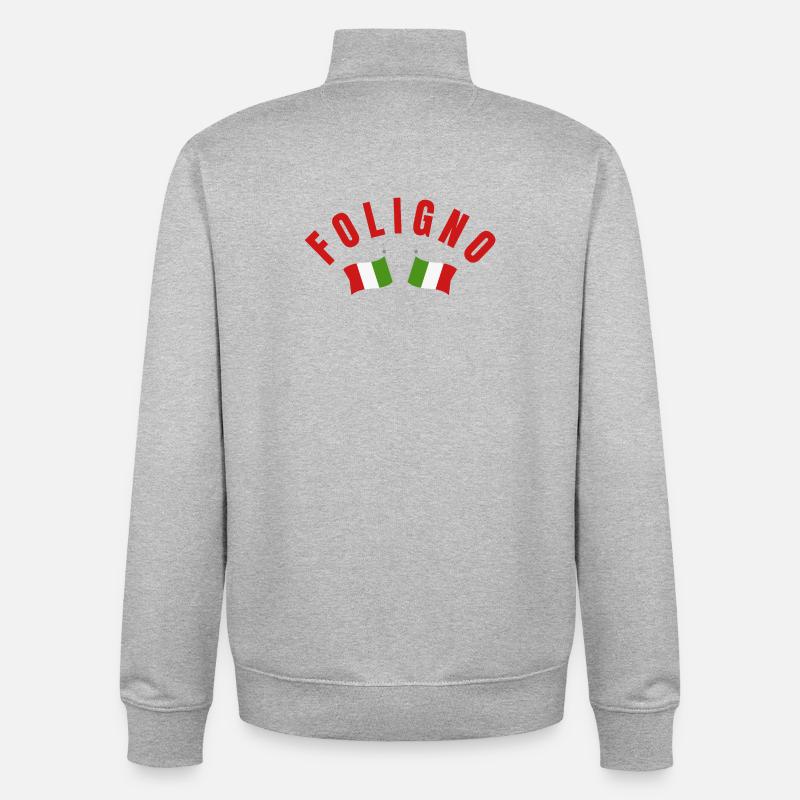 Blason des drapeaux italiens de Foligno - Sweat zippé unisexe en coton bio Stanley/Stella - gris chiné