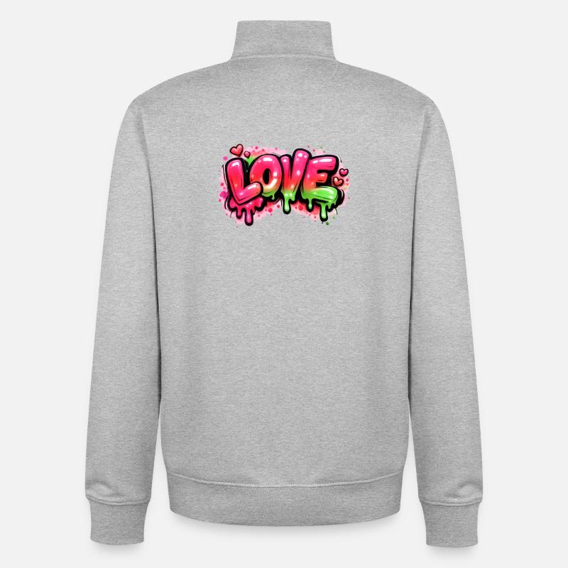 Amour - Sweat zippé unisexe en coton bio Stanley/Stella - gris chiné