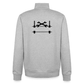 Mécanique de logo - Sweat zippé unisexe en coton bio Stanley/Stella - gris chiné - Dos - AI Model Male 185 light (185cm)