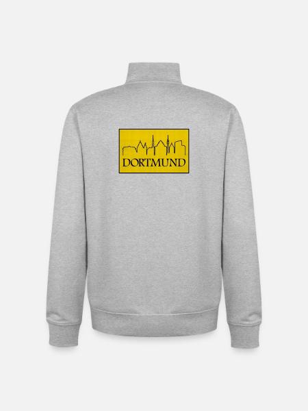 Dortmund Skyline Yellow Design - Unisex Organic Zip Sweatshirt by Stanley/Stella - heather grey
