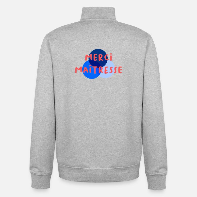 MAÎTRESSE. MERCI. MERCI MAÎTRESSE - Sweat zippé unisexe en coton bio Stanley/Stella - gris chiné
