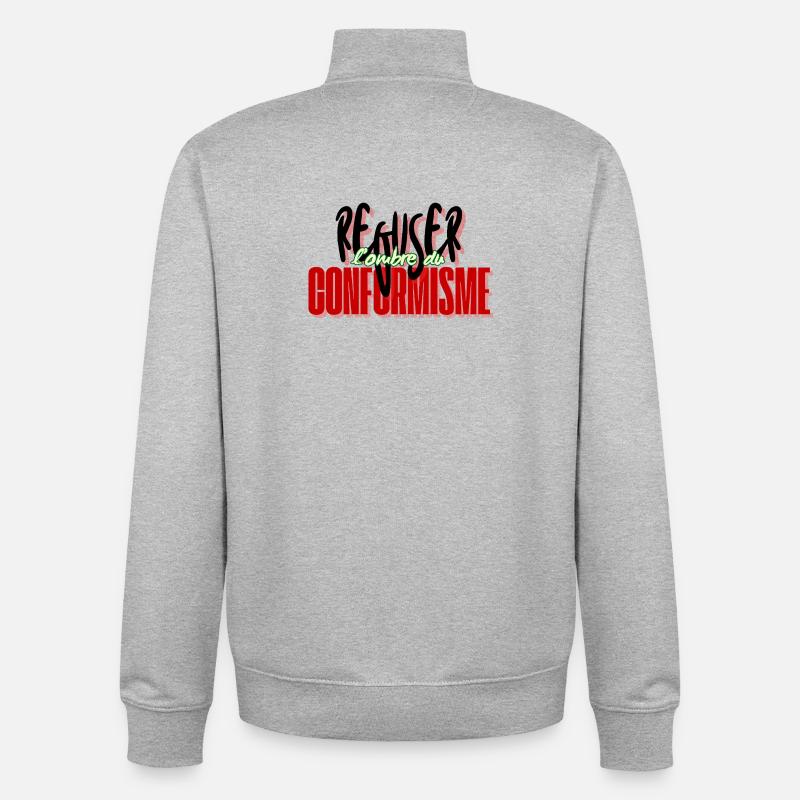 Refuser le conformisme - Sweat zippé unisexe en coton bio Stanley/Stella - gris chiné