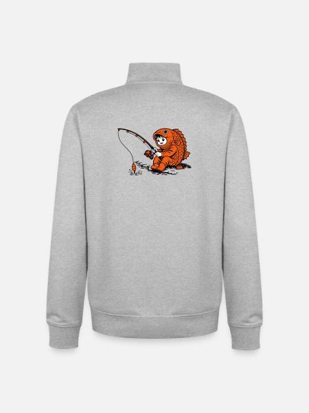 Junge im Fischkostüm angelt - Unisex Organic Zip Sweatshirt von Stanley/Stella - Grau meliert