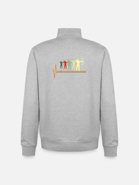 Bogenjagd-Herzschlag-Retro-Bogenschützen-Silhouette - Unisex Organic Zip Sweatshirt von Stanley/Stella - Grau meliert
