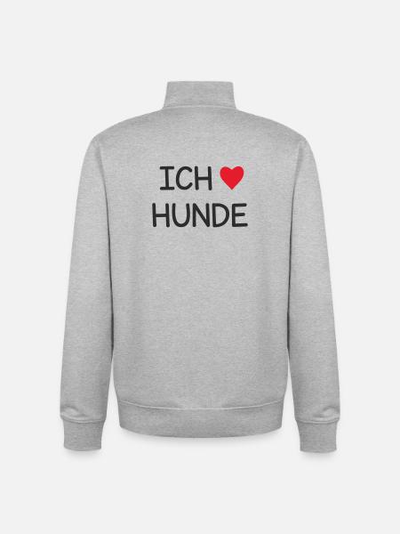 Ich ❤️ Hunde – Süßes Hundeliebe Textdesign - Unisex Organic Zip Sweatshirt von Stanley/Stella - Grau meliert