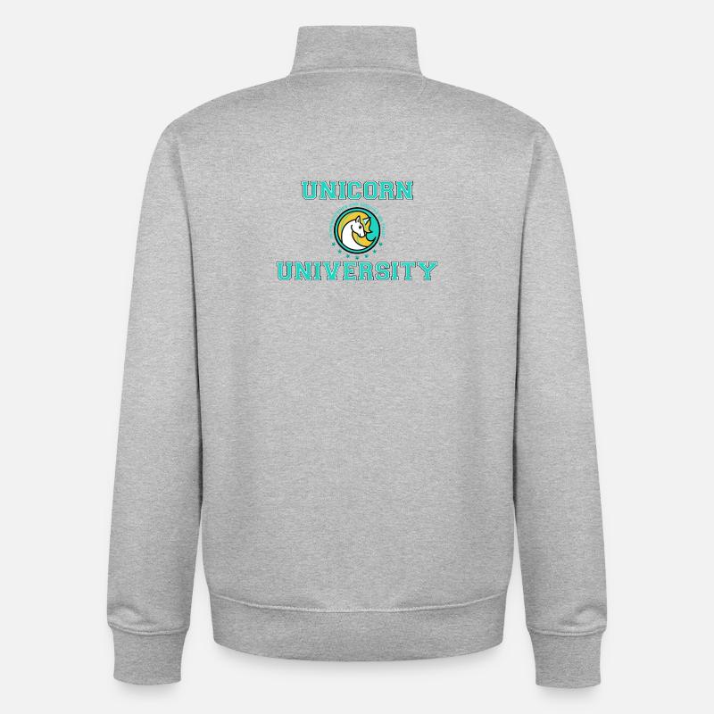 unicorn university - Sweat zippé unisexe en coton bio Stanley/Stella - gris chiné