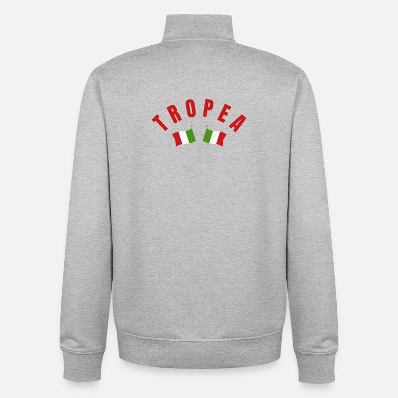 Blason du drapeau italien TROPEA - Sweat zippé unisexe en coton bio Stanley/Stella - gris chiné