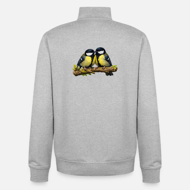 Great Pair on Branch - Unisex Organic Zip Sweatshirt by Stanley/Stella - heather grey