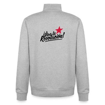 viva la revolucion - revolution! - Unisex Organic Zip Sweatshirt von Stanley/Stella - Grau meliert - Hinten - AI Model Male 185 light (185cm)