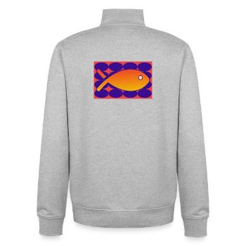 POISSON - Sweat zippé unisexe en coton bio Stanley/Stella - gris chiné - Dos - AI Model Male 185 light (185cm)