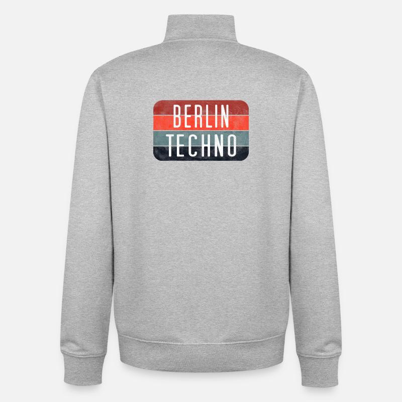 Berlin Techno Text - Unisex Organic Zip Sweatshirt by Stanley/Stella - heather grey