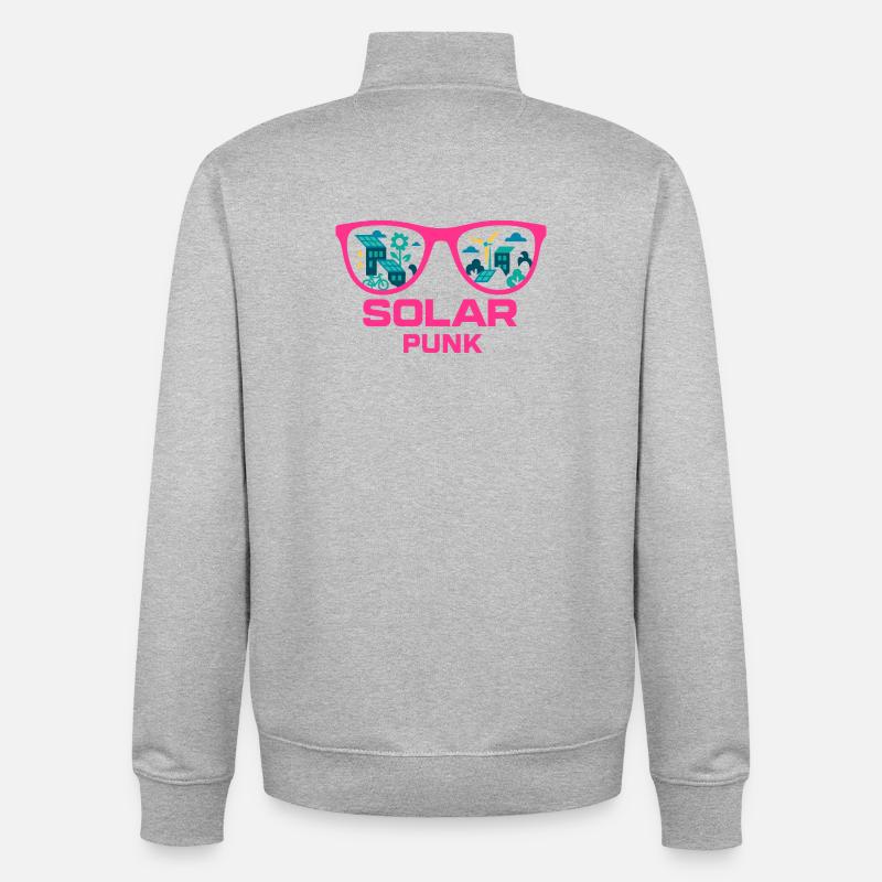 Solarpunk Vision - Sweat zippé unisexe en coton bio Stanley/Stella - gris chiné