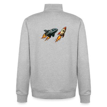 Raketensprint Cartoon-Weltraum - Unisex Organic Zip Sweatshirt von Stanley/Stella - Grau meliert - Hinten - AI Model Male 185 light (185cm)