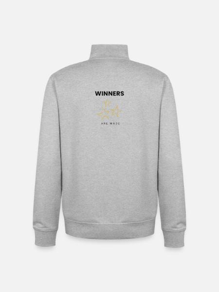 Winners Are Made Minimal Motivational Quote - Unisex Organic Zip Sweatshirt by Stanley/Stella - heather grey