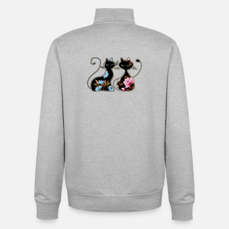 Chats - Sweat zippé unisexe en coton bio Stanley/Stella - gris chiné