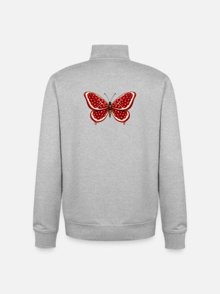 Papillon grenade – ailes pleines de graines - Sweat zippé unisexe en coton bio Stanley/Stella - gris chiné