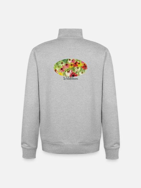 Wildbloom - Colorful Echinacea Meadow Fragment - Unisex Organic Zip Sweatshirt by Stanley/Stella - heather grey