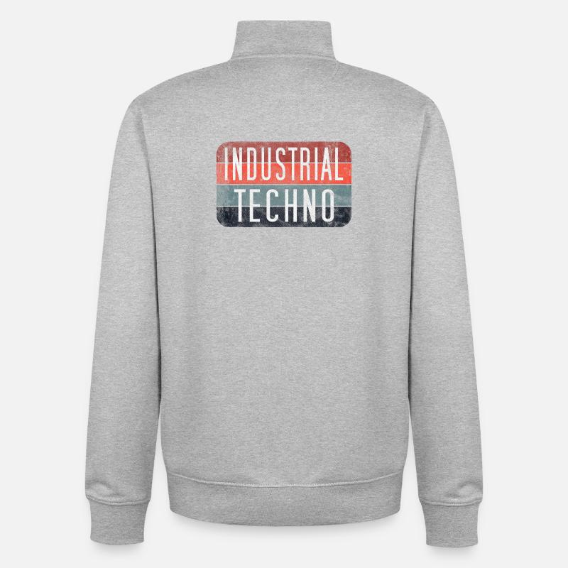Industrial Techno Rétro Gradient - Sweat zippé unisexe en coton bio Stanley/Stella - gris chiné