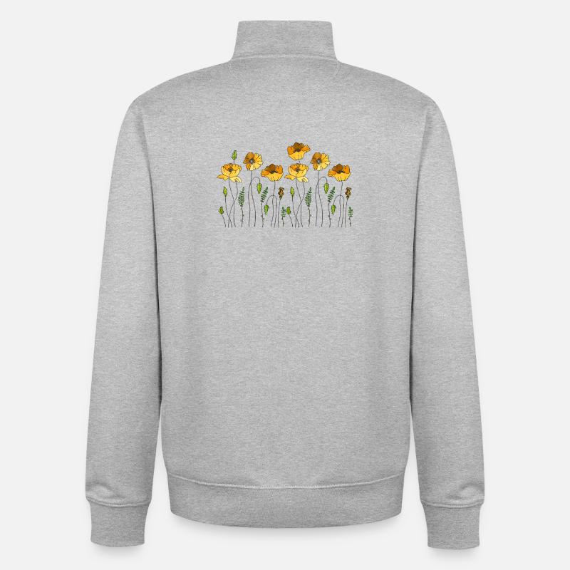 Fleur - Sweat zippé unisexe en coton bio Stanley/Stella - gris chiné