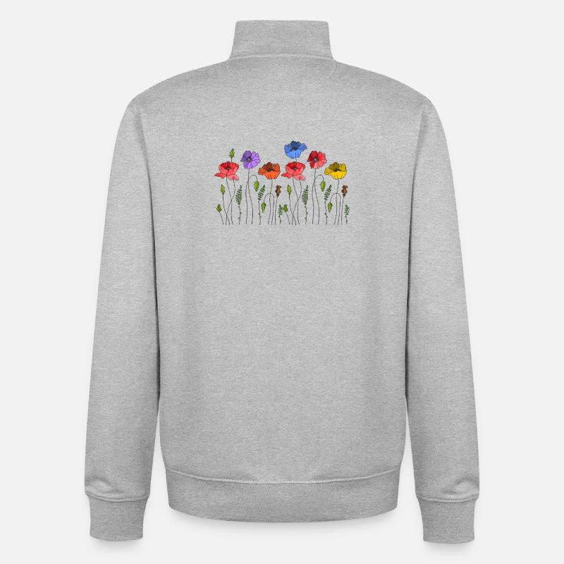 Flowers - Unisex Organic Zip Sweatshirt by Stanley/Stella - heather grey