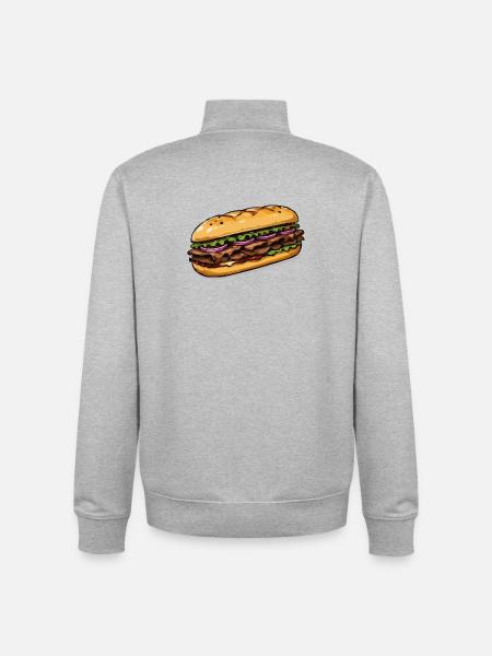Illustration de sandwich - Sweat zippé unisexe en coton bio Stanley/Stella - gris chiné