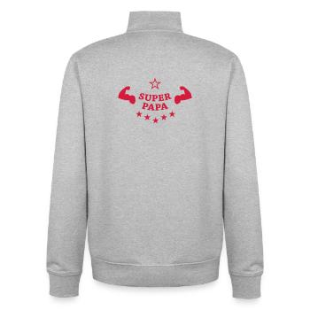 Super Papa ! - Unisex Organic Zip Sweatshirt by Stanley/Stella - heather grey - Back - AI Model Male 185 light (185cm)