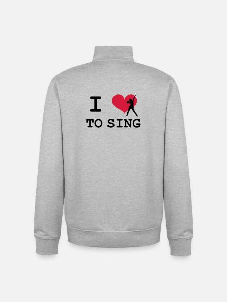 I Love To Sing - Sweat zippé unisexe en coton bio Stanley/Stella - gris chiné