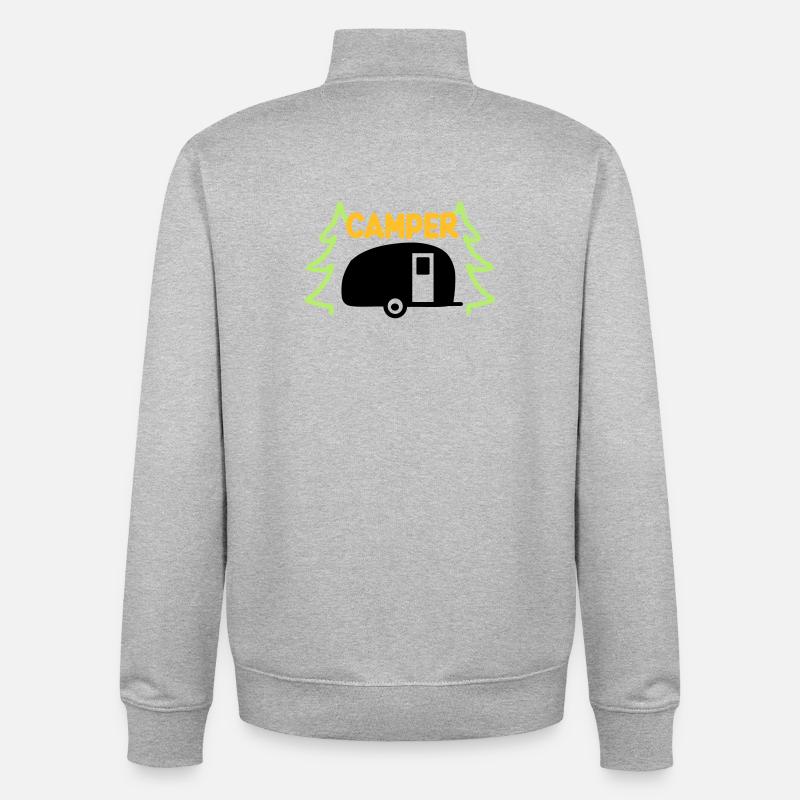 Camper - ready for vacation - Unisex Organic Zip Sweatshirt by Stanley/Stella - heather grey