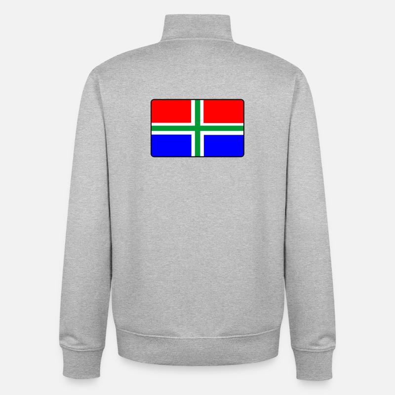 Drapeau de la province Groningsevlag Groningue - Sweat zippé unisexe en coton bio Stanley/Stella - gris chiné
