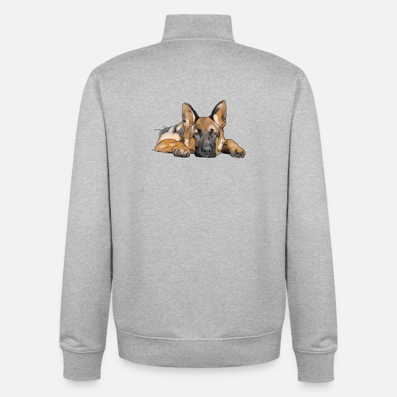 Chien de berger - Sweat zippé unisexe en coton bio Stanley/Stella - gris chiné