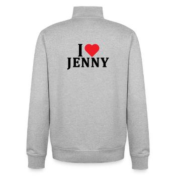 t-shirt I love Jenny t-shirt gift idea - Unisex Organic Zip Sweatshirt by Stanley/Stella - heather grey - Back - AI Model Male 185 light (185cm)