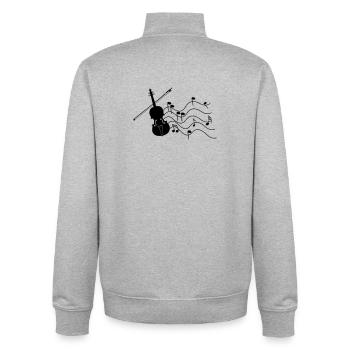 Violin with music notes shadow image, - Unisex Organic Zip Sweatshirt by Stanley/Stella - heather grey - Back - AI Model Male 185 light (185cm)