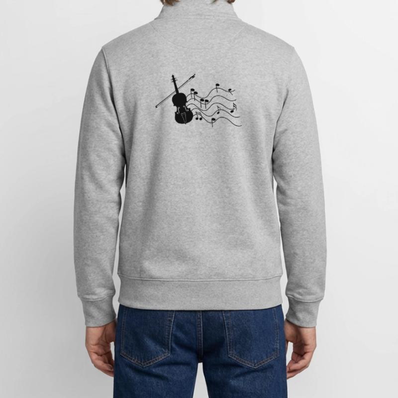 Violin with music notes shadow image, Unisex Organic Zip Sweatshirt by Stanley/Stella