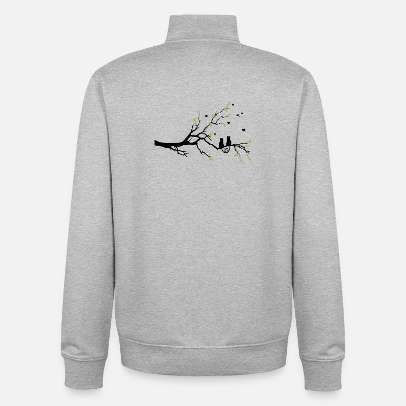 Rameau nocturne à feuilles vertes - Sweat zippé unisexe en coton bio Stanley/Stella - gris chiné