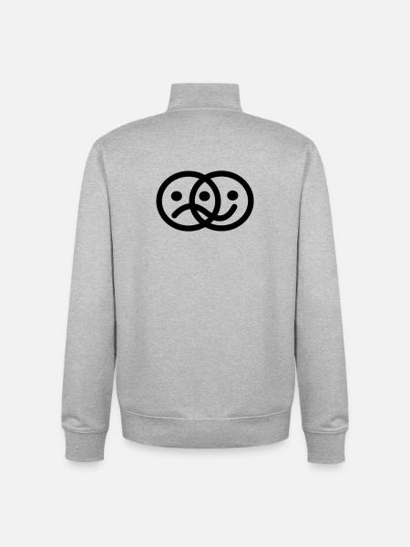 Smiley face gloomy and cheerful - Unisex Organic Zip Sweatshirt by Stanley/Stella - heather grey
