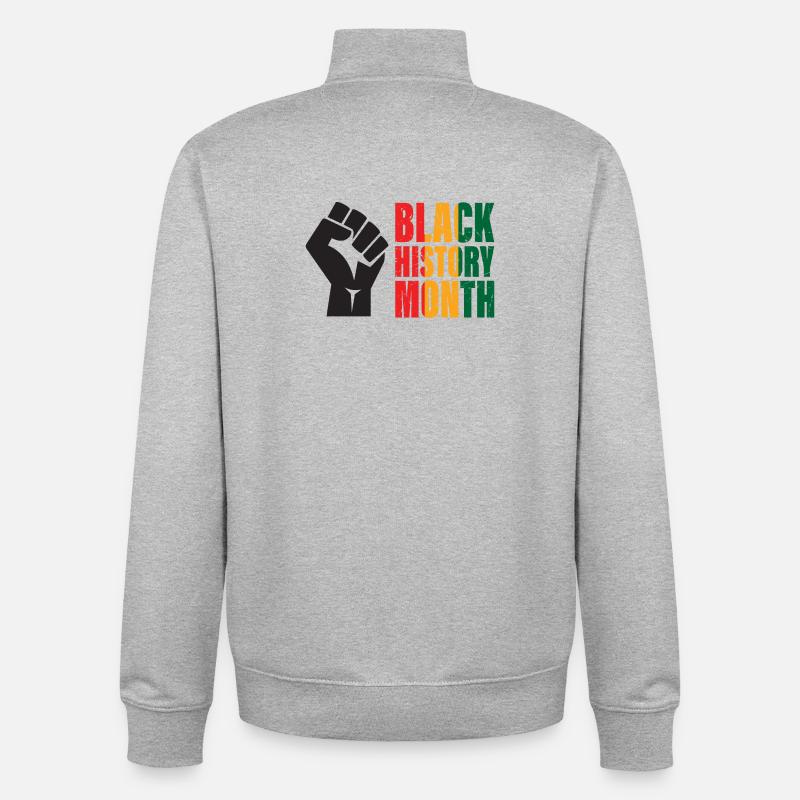Mois de l'histoire des Noirs - Sweat zippé unisexe en coton bio Stanley/Stella - gris chiné