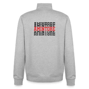 Amintore t-shirt gift t-shirt stacked text - Unisex Organic Zip Sweatshirt by Stanley/Stella - heather grey - Back - AI Model Male 185 light (185cm)