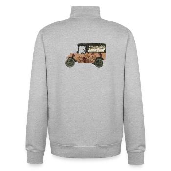 Vintage Car Antique Automotive Botanical Motif - Unisex Organic Zip Sweatshirt by Stanley/Stella - heather grey - Back - AI Model Male 185 light (185cm)