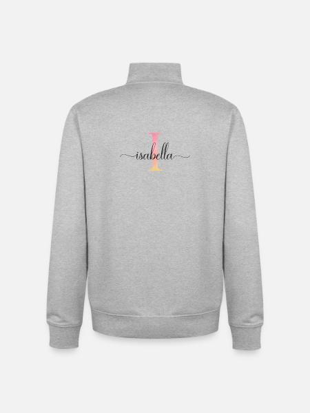 J | Monogramme | Nom | Isabelle |Aquarelle - Sweat zippé unisexe en coton bio Stanley/Stella - gris chiné