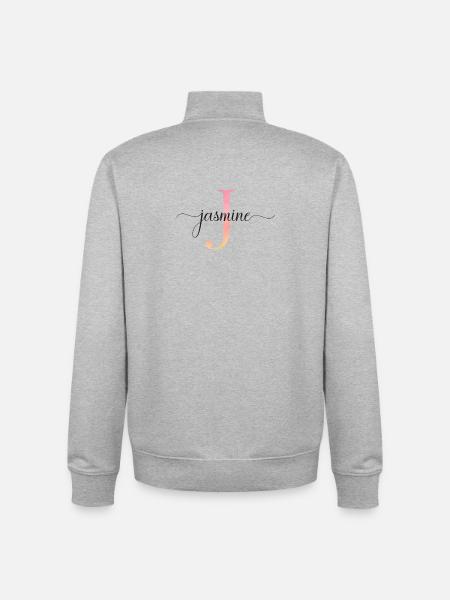 J | Monogramme | Nom | Jasmin |Aquarelle - Sweat zippé unisexe en coton bio Stanley/Stella - gris chiné