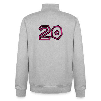 20. 20 YEARS. 20th ANNIVERSARY. 20 YEARS ANNIVERSARY. - Unisex Organic Zip Sweatshirt by Stanley/Stella - heather grey - Back - AI Model Male 185 light (185cm)