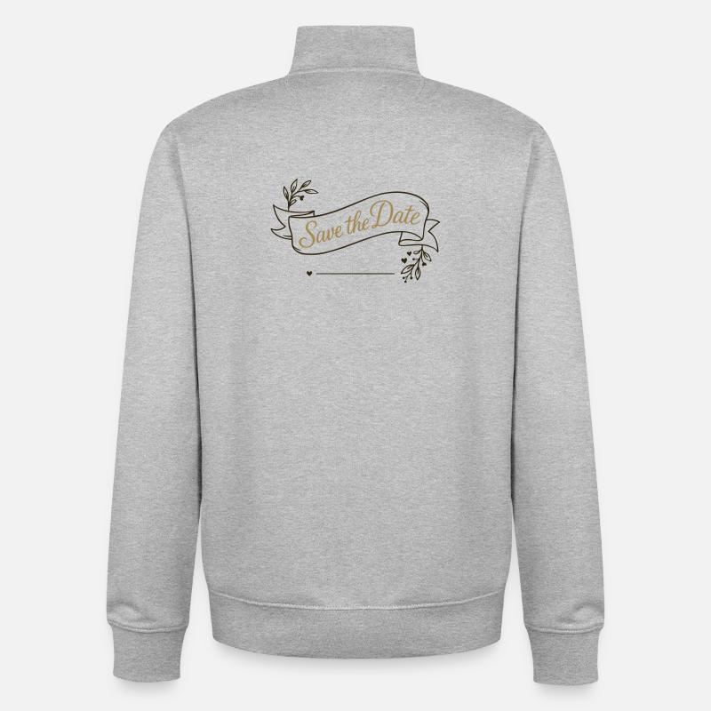 Bannière Save the Date – Mariage 2025 - Sweat zippé unisexe en coton bio Stanley/Stella - gris chiné