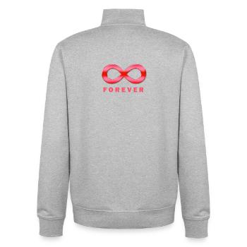 Symbole de l’infini en rose éclatant - Sweat zippé unisexe en coton bio Stanley/Stella - gris chiné - Dos - AI Model Male 185 light (185cm)