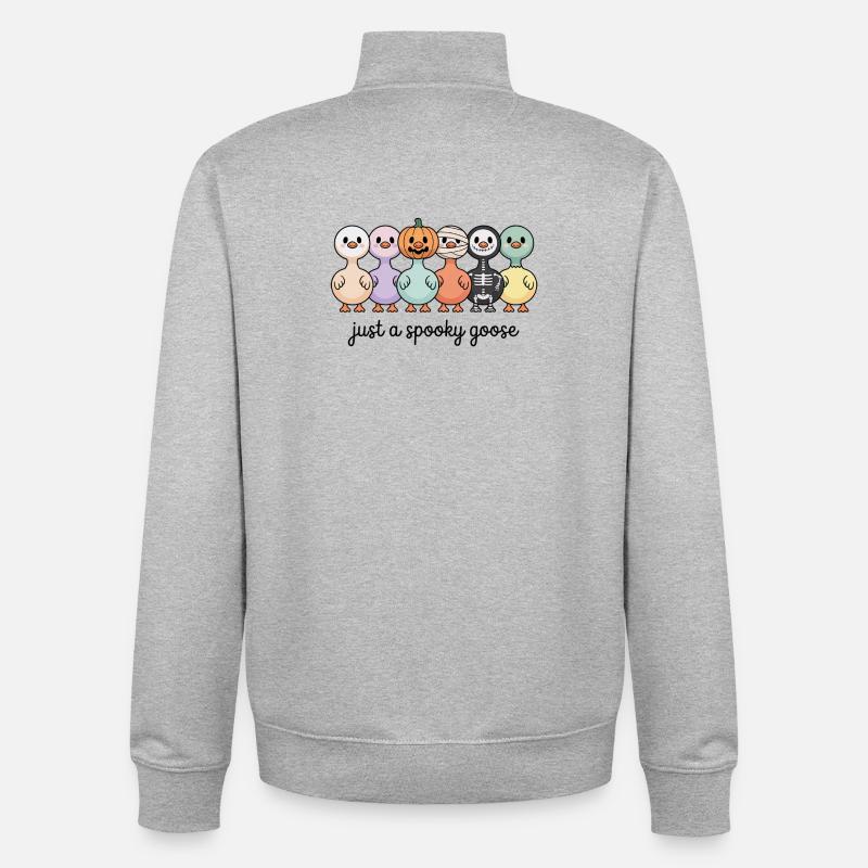 Halloween Just A Spooky Goose Ducks - Unisex Organic Zip Sweatshirt by Stanley/Stella - heather grey