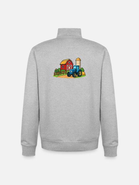 Fun farm with tractor - Unisex Organic Zip Sweatshirt by Stanley/Stella - heather grey