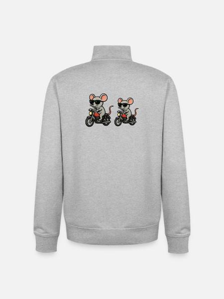 Mouse Motorcycle Sunglasses - Unisex Organic Zip Sweatshirt by Stanley/Stella - heather grey