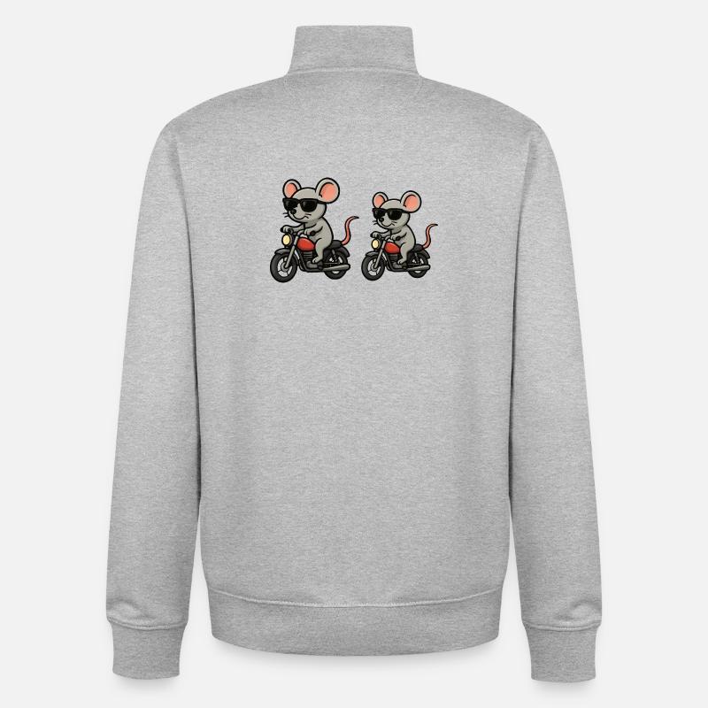 Mouse Motorcycle Sunglasses - Unisex Organic Zip Sweatshirt by Stanley/Stella - heather grey