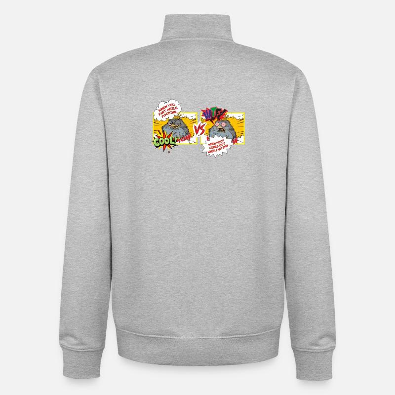 Vogelwitz: Fäkal-Showdown Cartoon - Unisex Organic Zip Sweatshirt von Stanley/Stella - Grau meliert