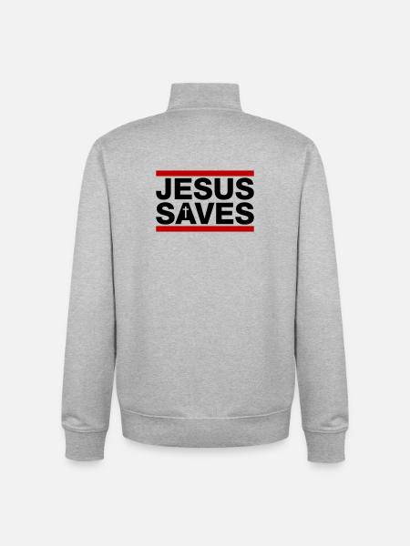 Jesus Rettet Spruch Christlich - Unisex Organic Zip Sweatshirt von Stanley/Stella - Grau meliert