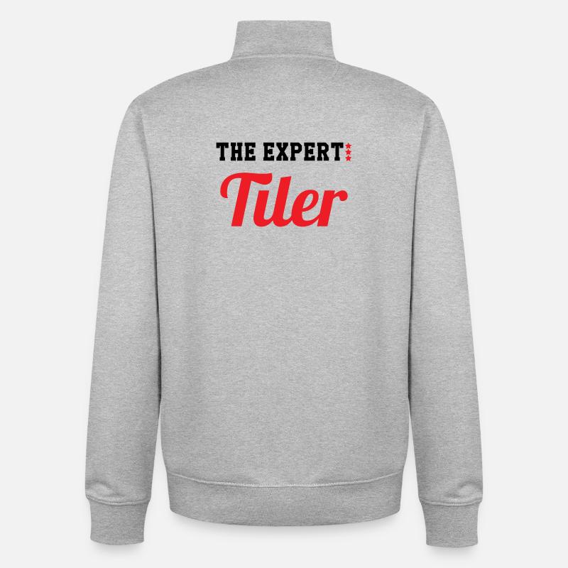 Expert tiler – pro tile laying precision - Unisex Organic Zip Sweatshirt by Stanley/Stella - heather grey